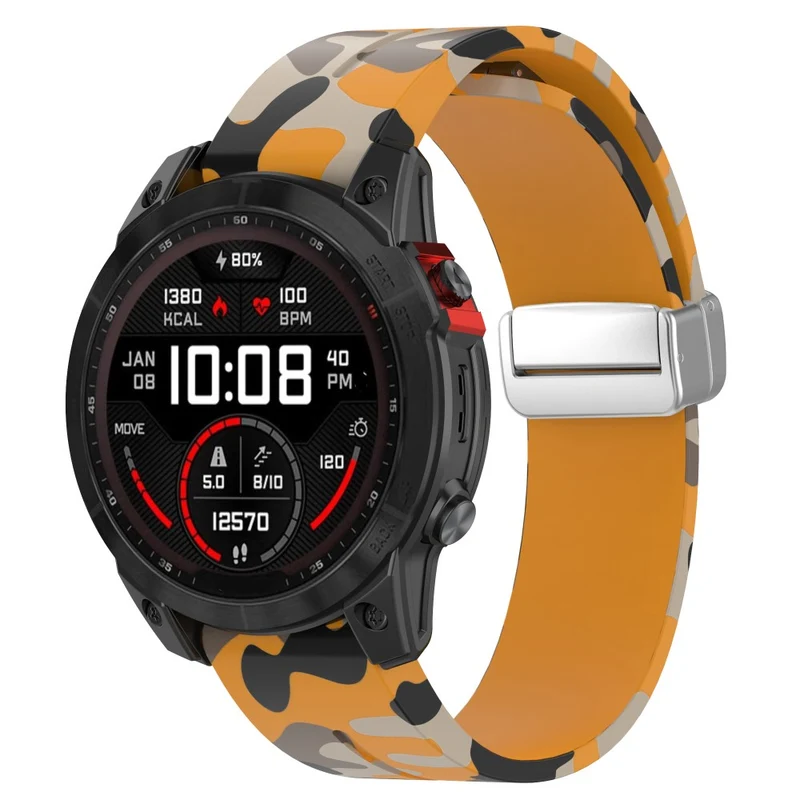 Garmin Fenix 7S / 6S Pro / 5S Plus / Instinct 2S Camouflage Watch Bands Silver Buckle 20mm Sports Strap - Camo White