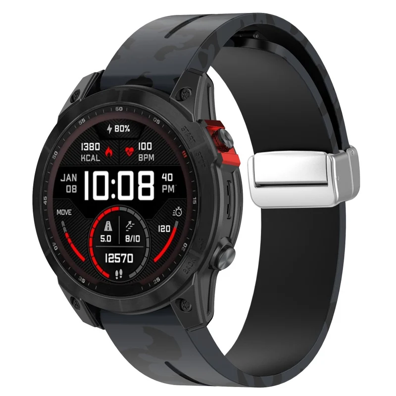 Garmin Fenix 7S / 6S Pro / 5S Plus / Instinct 2S Camouflage Watch Bands Silver Buckle 20mm Sports Strap - Camo White