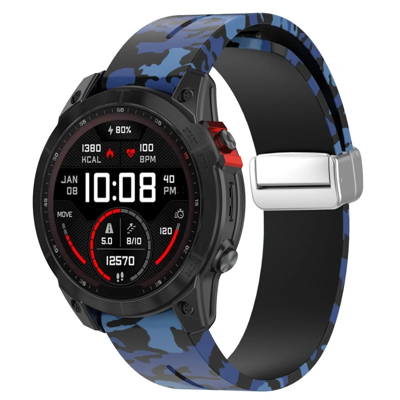 Garmin Fenix 7S / 6S Pro / 5S Plus / Instinct 2S Camouflage Watch Bands Silver Buckle 20mm Sports Strap - Camo White