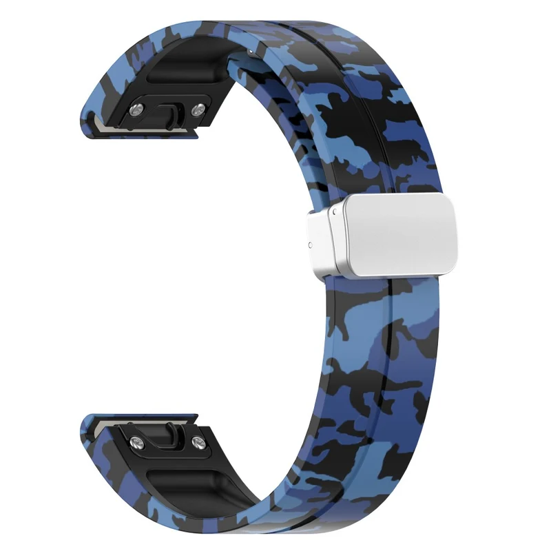 Garmin Fenix 7S / 6S Pro / 5S Plus / Instinct 2S Camouflage Watch Bands Silver Buckle 20mm Sports Strap - Camo White