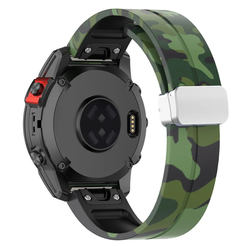Garmin Fenix 7S / 6S Pro / 5S Plus / Instinct 2S Camouflage Watch Bands Silver Buckle 20mm Sports Strap - Camo White