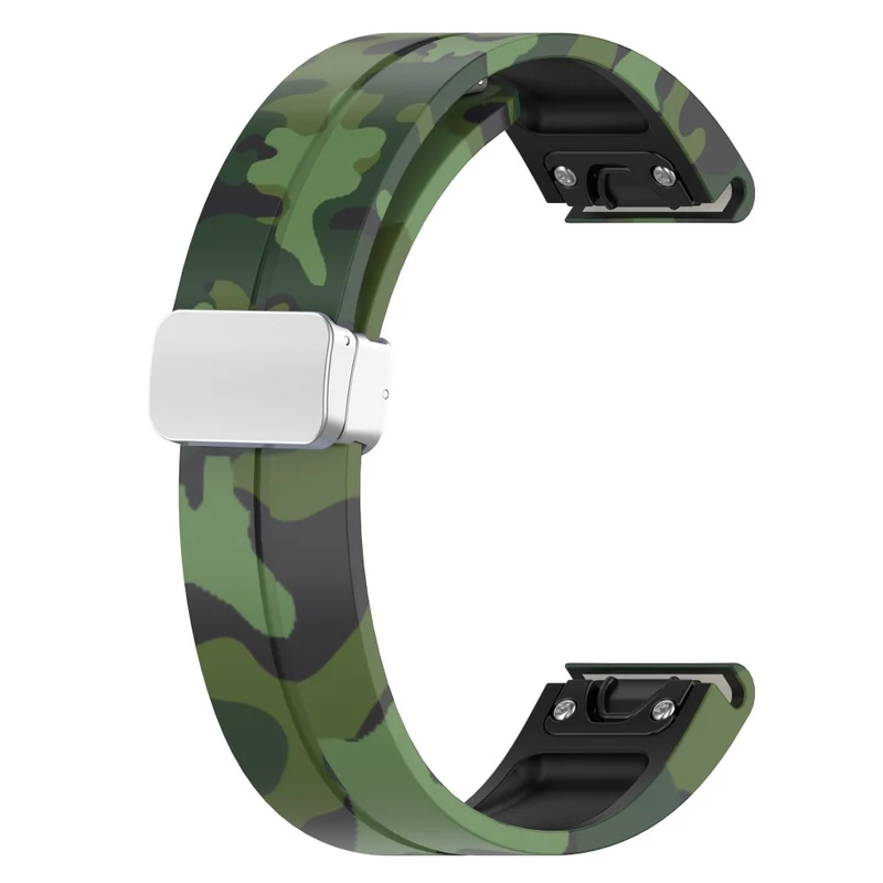 Garmin Fenix 7S / 6S Pro / 5S Plus / Instinct 2S Camouflage Watch Bands Silver Buckle 20mm Sports Strap - Camo White