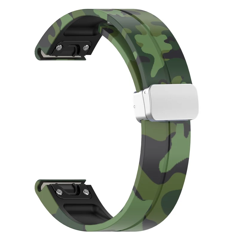 Garmin Fenix 7S / 6S Pro / 5S Plus / Instinct 2S Camouflage Watch Bands Silver Buckle 20mm Sports Strap - Camo White