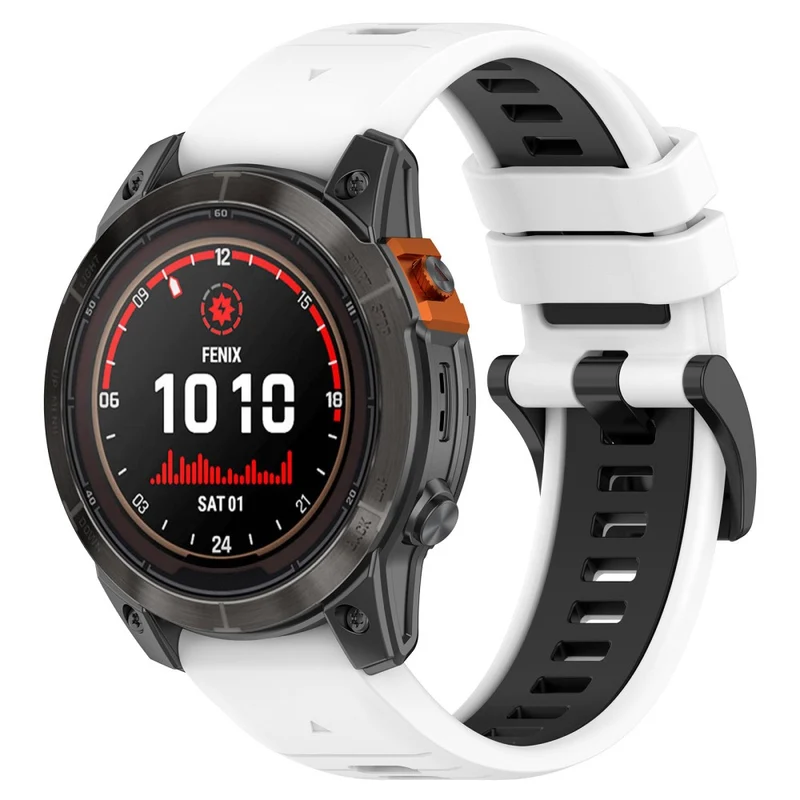 Garmin Fenix 7S / 7S Pro / 6S QuickFit 20mm Silicone Watch Band Dual Color Strap Replacement - Black+Red