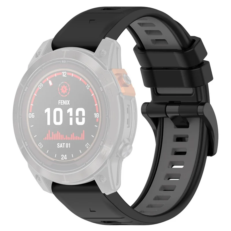 Garmin Fenix 7S / 7S Pro / 6S QuickFit 20mm Silicone Watch Band Dual Color Strap Replacement - Black+Red