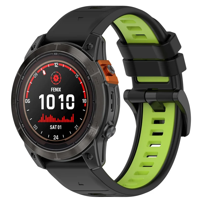 Garmin Fenix 7S / 7S Pro / 6S QuickFit 20mm Silicone Watch Band Dual Color Strap Replacement - Black+Red