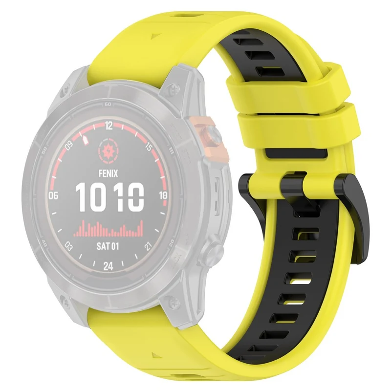 Garmin Fenix 7S / 7S Pro / 6S QuickFit 20mm Silicone Watch Band Dual Color Strap Replacement - Black+Red