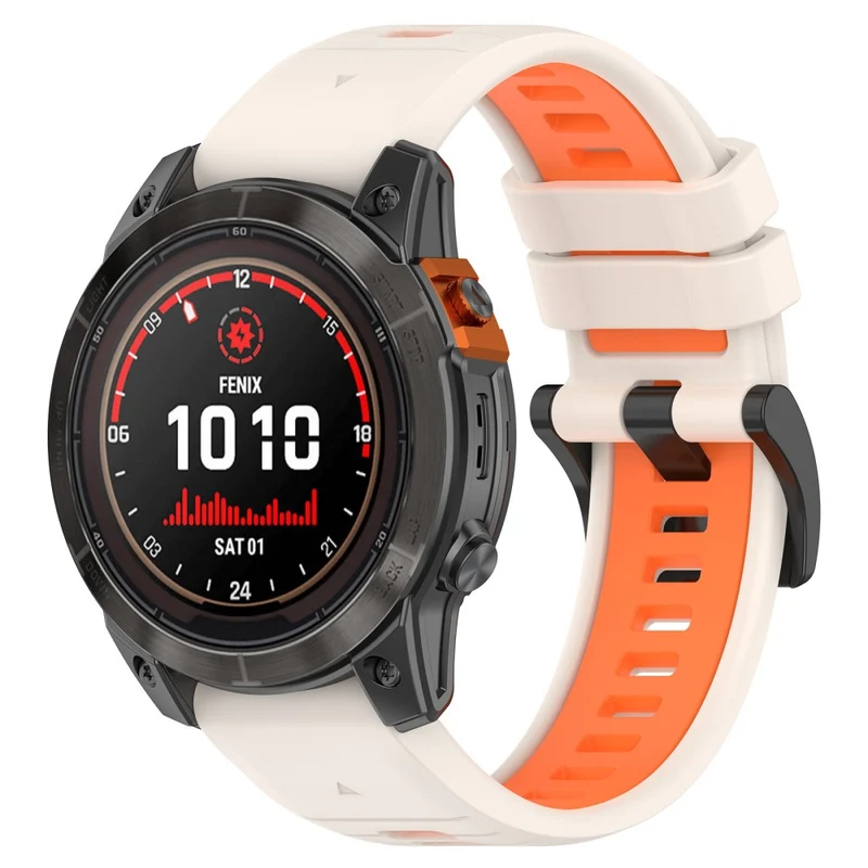 Garmin Fenix 7S / 7S Pro / 6S QuickFit 20mm Silicone Watch Band Dual Color Strap Replacement - Black+Red