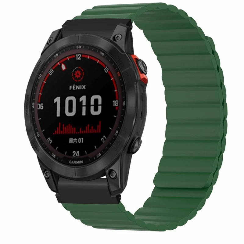 Garmin Fenix 7S / 6S / 5S Watch Band Replacement Magnetic Flexible Strap with 20mm Bump Resistant Connector - Black+Wine Red