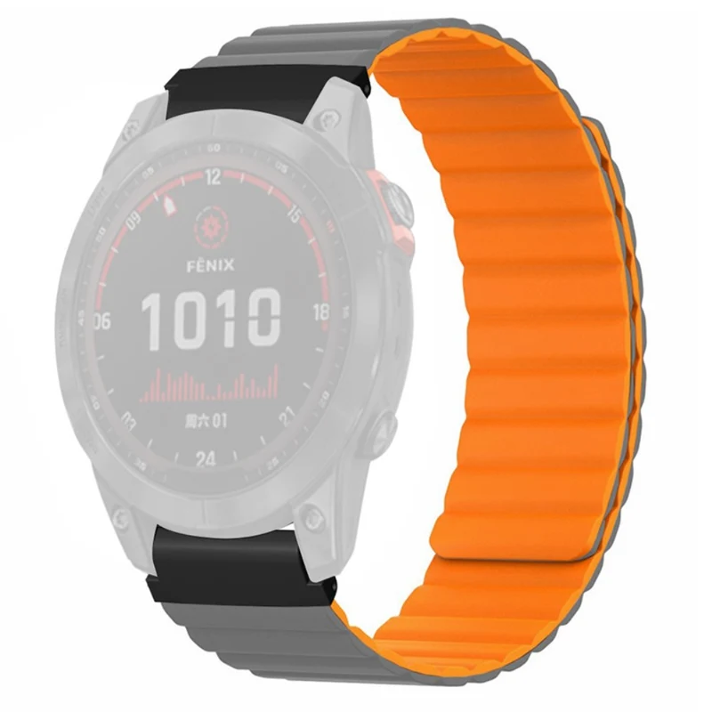Garmin Fenix 7S / 6S / 5S Watch Band Replacement Magnetic Flexible Strap with 20mm Bump Resistant Connector - Black+Wine Red