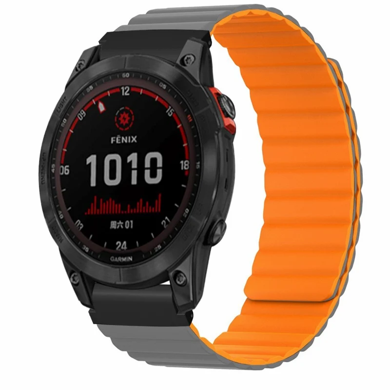 Garmin Fenix 7S / 6S / 5S Watch Band Replacement Magnetic Flexible Strap with 20mm Bump Resistant Connector - Black+Wine Red