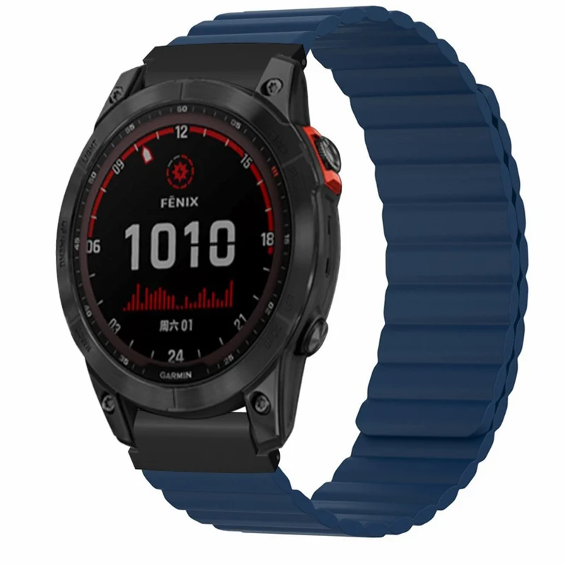 Garmin Fenix 7S / 6S / 5S Watch Band Replacement Magnetic Flexible Strap with 20mm Bump Resistant Connector - Black+Wine Red