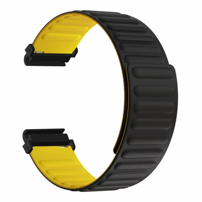 Garmin Fenix 7S / 6S / 5S Watch Band Replacement Magnetic Flexible Strap with 20mm Bump Resistant Connector - Black+Wine Red