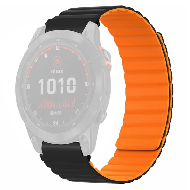 Garmin Fenix 7S / 6S / 5S Watch Band Replacement Magnetic Flexible Strap with 20mm Bump Resistant Connector - Black+Wine Red