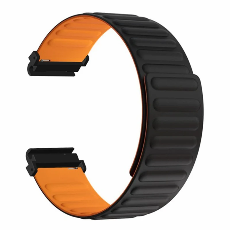 Garmin Fenix 7S / 6S / 5S Watch Band Replacement Magnetic Flexible Strap with 20mm Bump Resistant Connector - Black+Wine Red