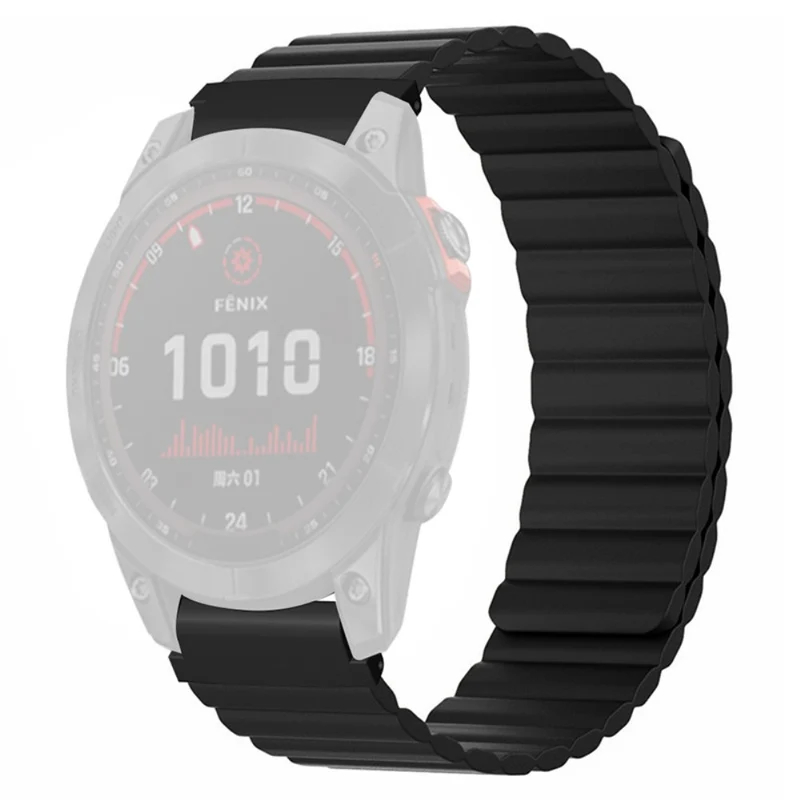 Garmin Fenix 7S / 6S / 5S Watch Band Replacement Magnetic Flexible Strap with 20mm Bump Resistant Connector - Black+Wine Red