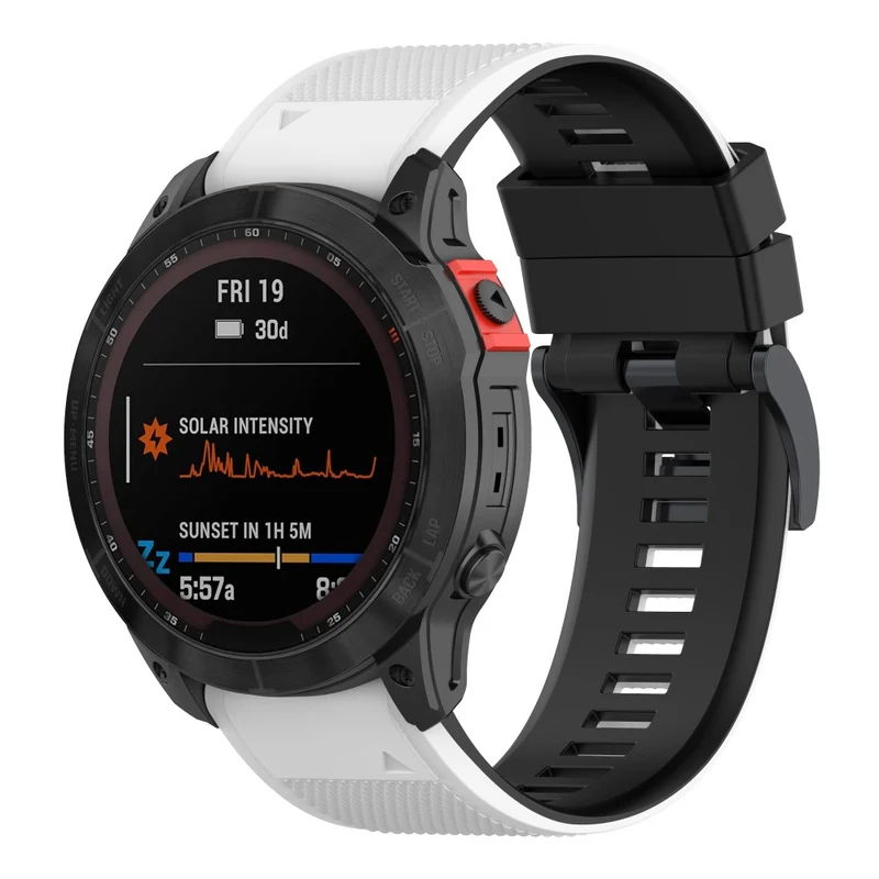 KALEBOL KLB-SSGJ-001 Garmin Fenix 7 / Fenix 7 Pro Sport Straps 22mm Silicone Watch Band - Black+White