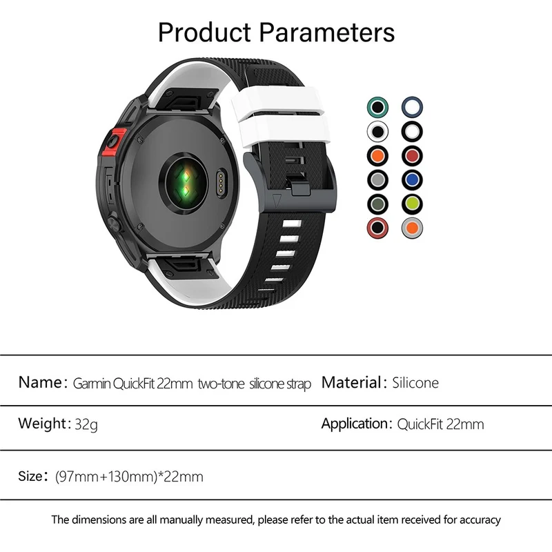 KALEBOL KLB-SSGJ-001 Garmin Fenix 7 / Fenix 7 Pro Sport Straps 22mm Silicone Watch Band - Black+White