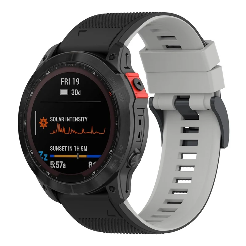KALEBOL KLB-SSGJ-001 Garmin Fenix 7 / Fenix 7 Pro Sport Straps 22mm Silicone Watch Band - Black+White
