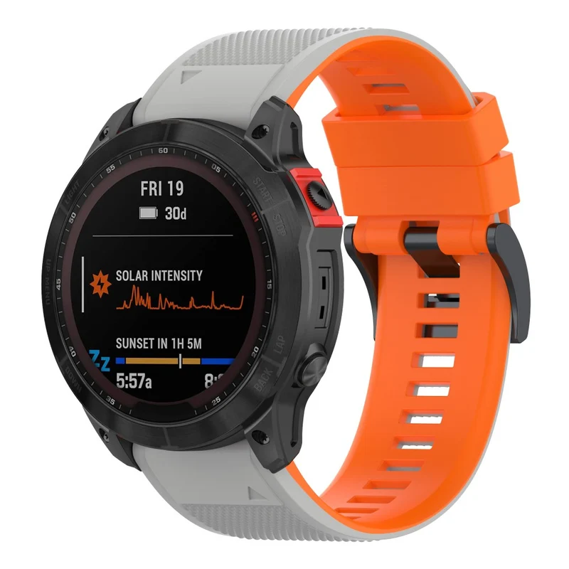 KALEBOL KLB-SSGJ-001 Garmin Fenix 7 / Fenix 7 Pro Sport Straps 22mm Silicone Watch Band - Black+White
