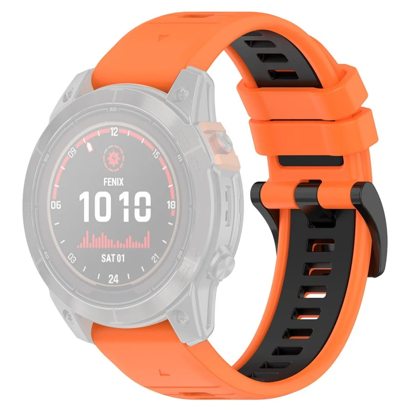 Garmin Fenix 7 / 7 Pro / 6 / 6 Pro QuickFit 22mm Watch Band Dual Color Silicone Strap - Olive Green+Black