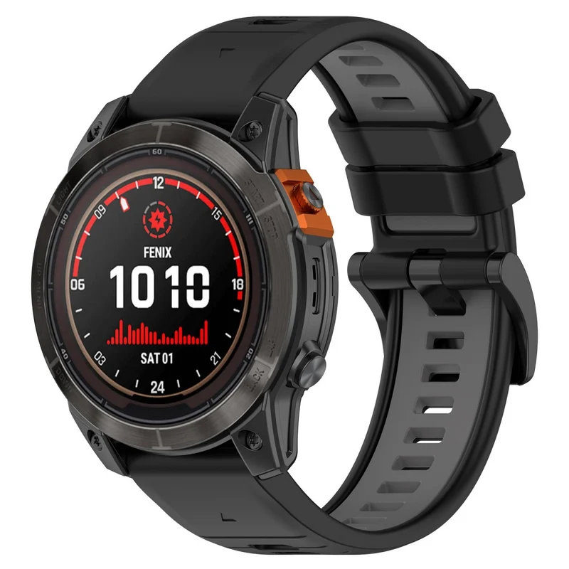 Garmin Fenix 7 / 7 Pro / 6 / 6 Pro QuickFit 22mm Watch Band Dual Color Silicone Strap - Olive Green+Black