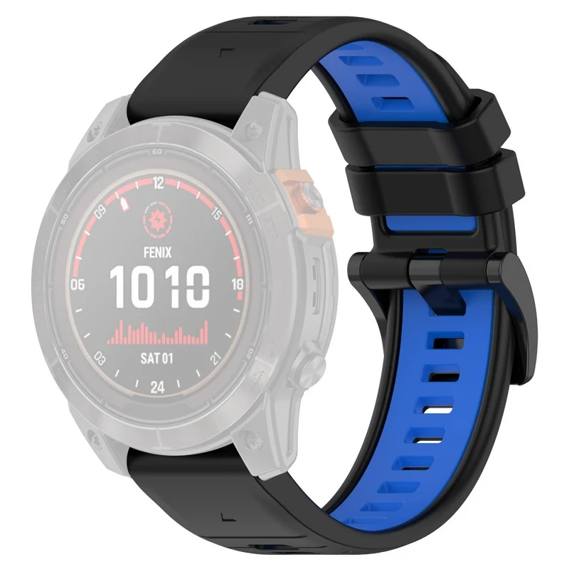 Garmin Fenix 7 / 7 Pro / 6 / 6 Pro QuickFit 22mm Watch Band Dual Color Silicone Strap - Olive Green+Black