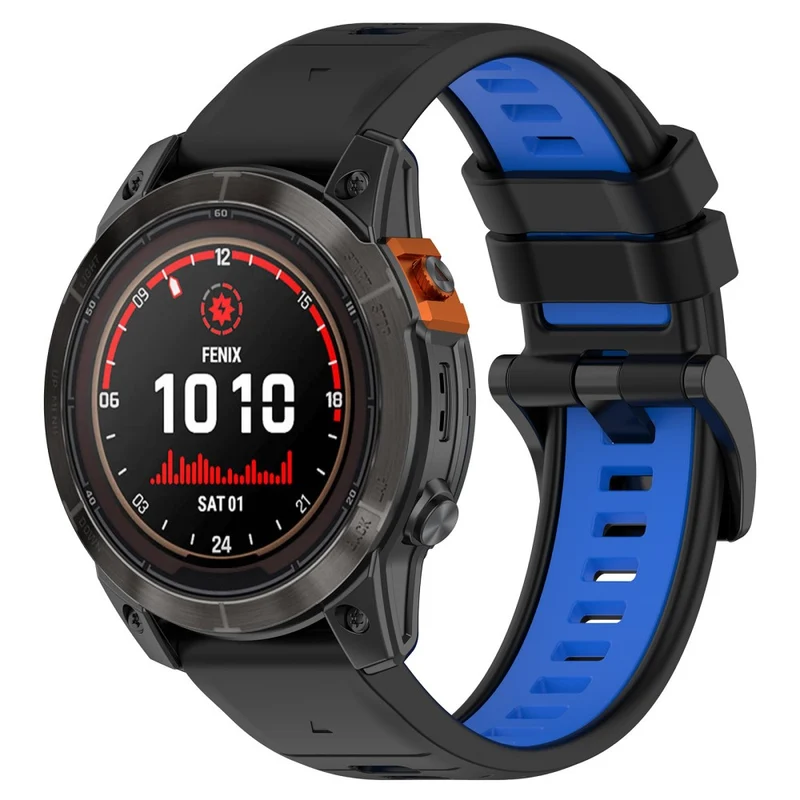 Garmin Fenix 7 / 7 Pro / 6 / 6 Pro QuickFit 22mm Watch Band Dual Color Silicone Strap - Olive Green+Black