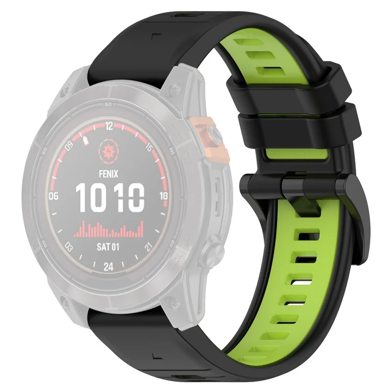 Garmin Fenix 7 / 7 Pro / 6 / 6 Pro QuickFit 22mm Watch Band Dual Color Silicone Strap - Olive Green+Black