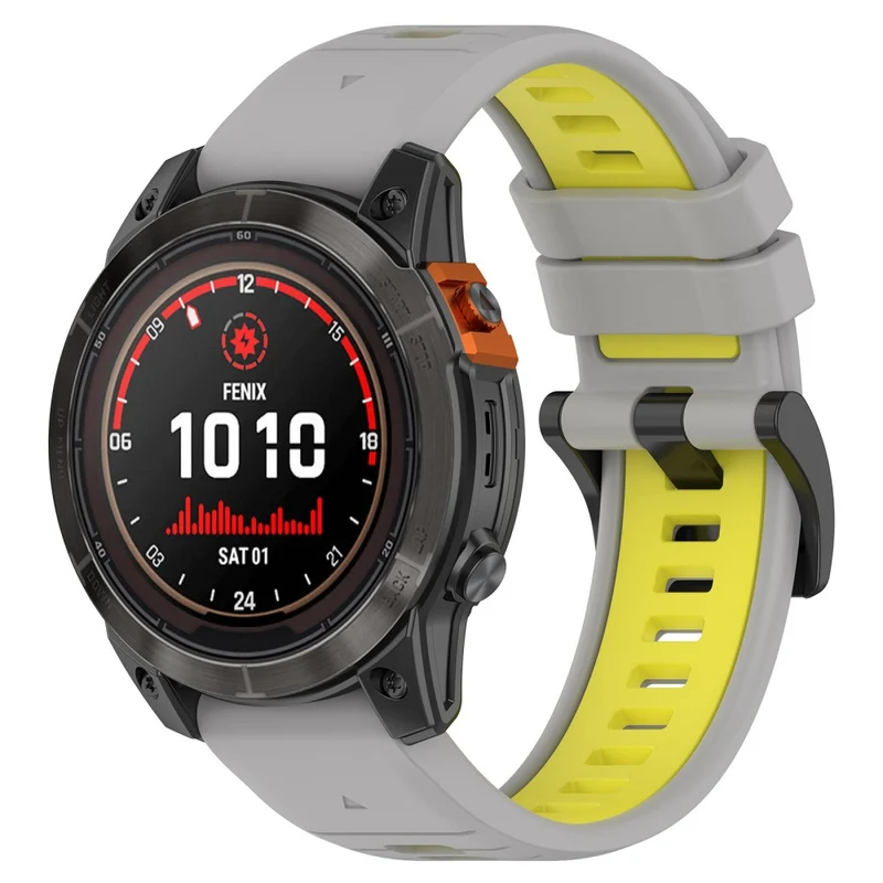 Garmin Fenix 7 / 7 Pro / 6 / 6 Pro QuickFit 22mm Watch Band Dual Color Silicone Strap - Olive Green+Black