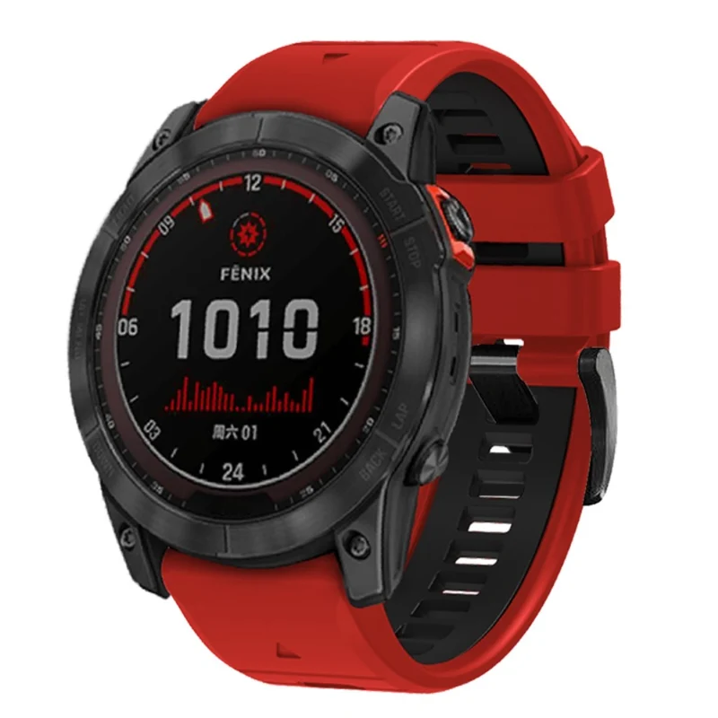 Garmin Fenix 7 Pro / Fenix 7 Silicone Watch Bands Dual-Color Replacement Strap - Lime+Black