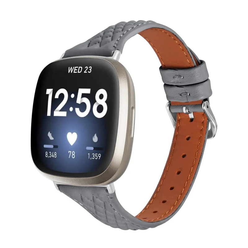 Fitbit Versa 4 / Sense 2 Replacement Band Top-Layer Cow Leather Watch Strap - Apricot