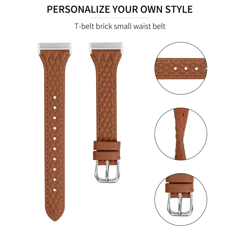 Fitbit Versa 4 / Sense 2 Replacement Band Top-Layer Cow Leather Watch Strap - Apricot
