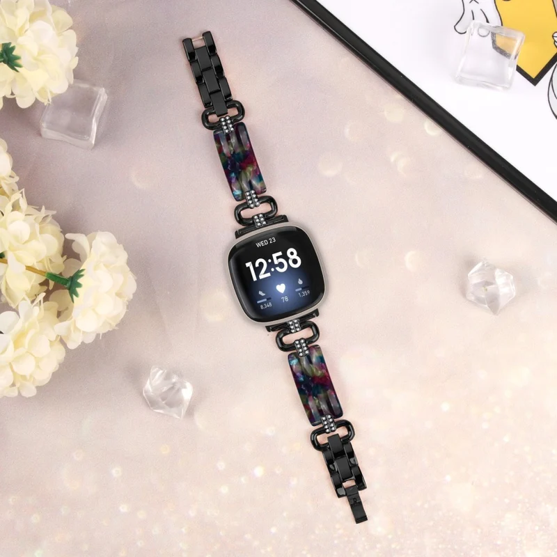 Fitbit Versa 4 / Sense 2 Smartwatch Band Resin and Rhinestone Strap