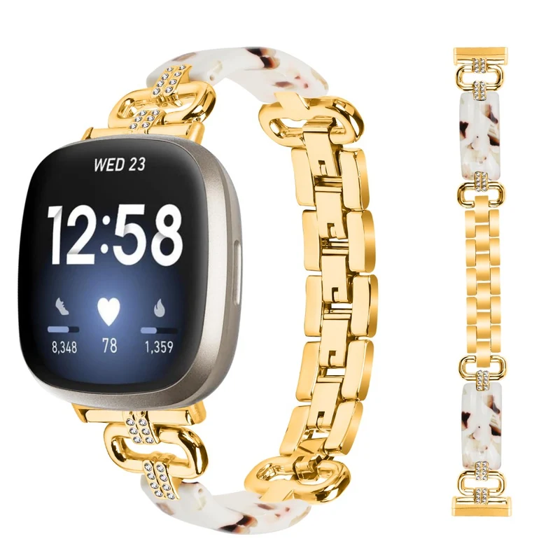 Fitbit Versa 4 / Sense 2 Smartwatch Band Resin and Rhinestone Strap