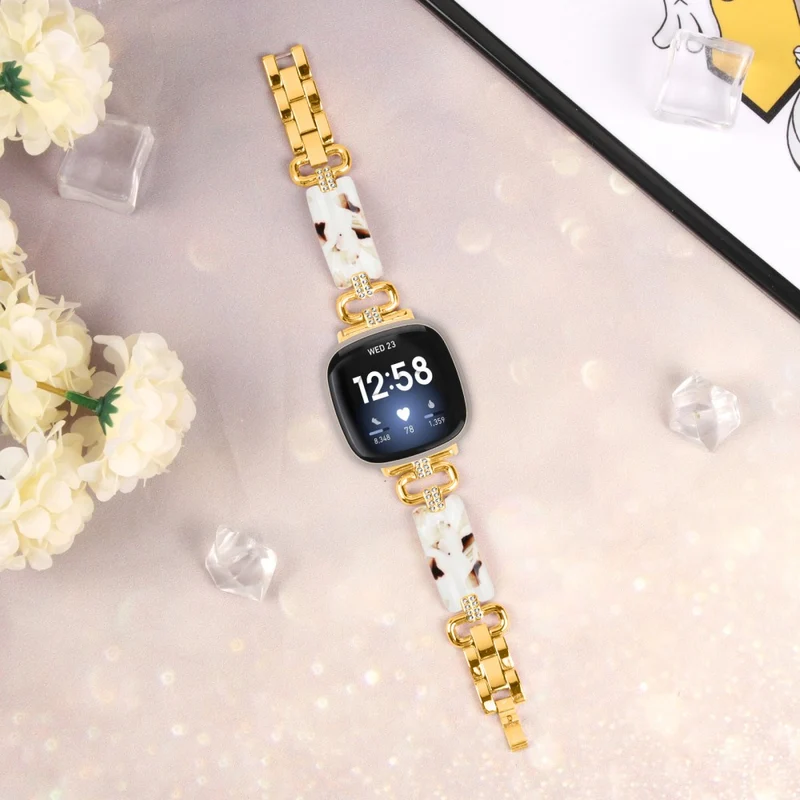 Fitbit Versa 4 / Sense 2 Smartwatch Band Resin and Rhinestone Strap