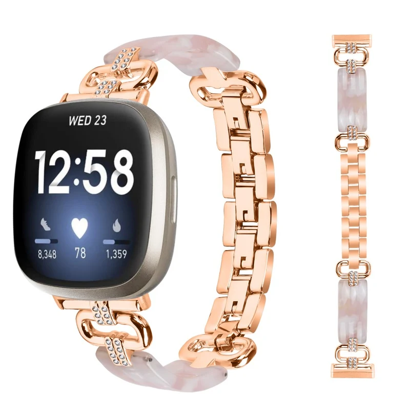 Fitbit Versa 4 / Sense 2 Smartwatch Band Resin and Rhinestone Strap