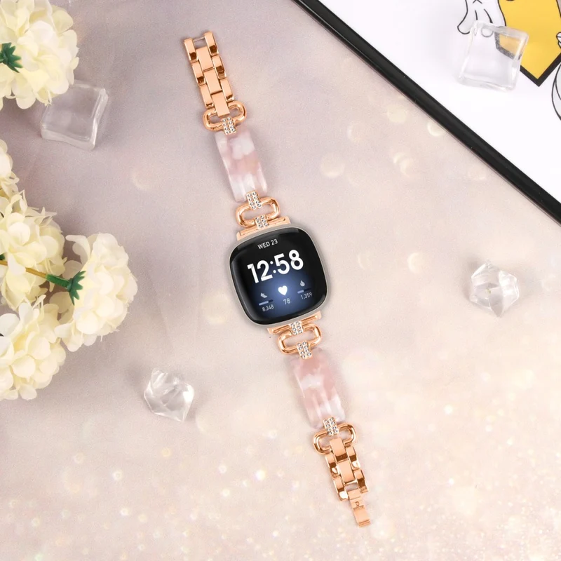 Fitbit Versa 4 / Sense 2 Smartwatch Band Resin and Rhinestone Strap