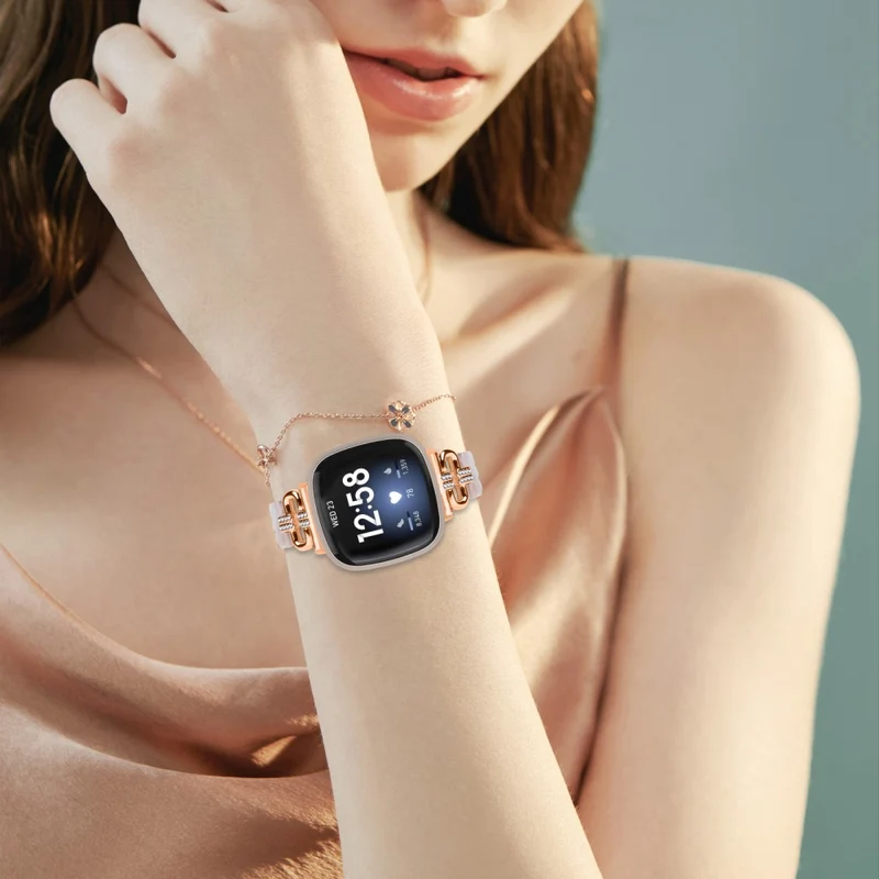 Fitbit Versa 4 / Sense 2 Smartwatch Band Resin and Rhinestone Strap