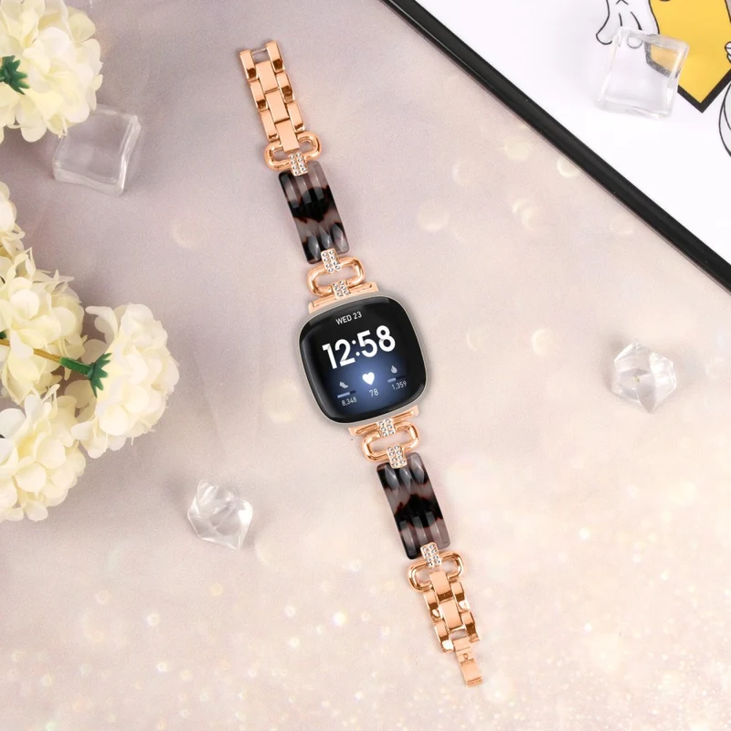 Fitbit Versa 4 / Sense 2 Smartwatch Band Resin and Rhinestone Strap