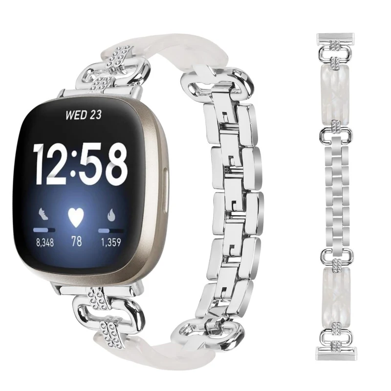 Fitbit Versa 4 / Sense 2 Smartwatch Band Resin and Rhinestone Strap