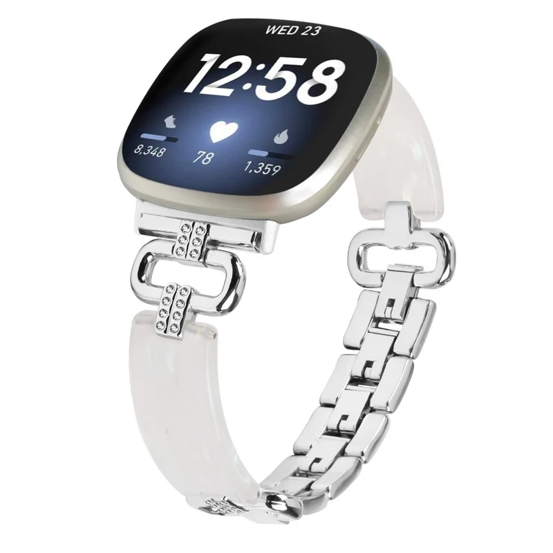Fitbit Versa 4 / Sense 2 Smartwatch Band Resin and Rhinestone Strap