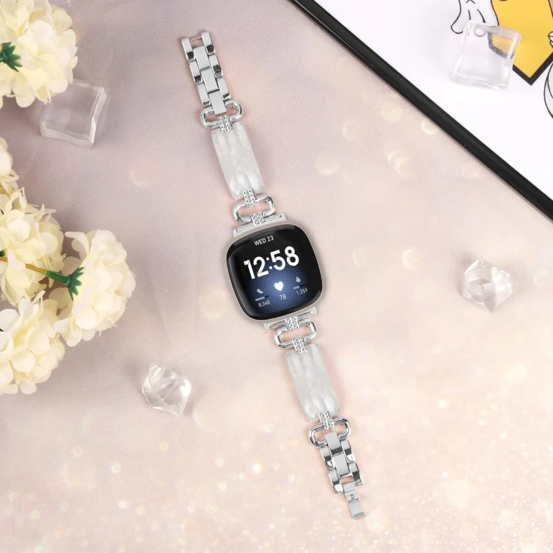 Fitbit Versa 4 / Sense 2 Smartwatch Band Resin and Rhinestone Strap