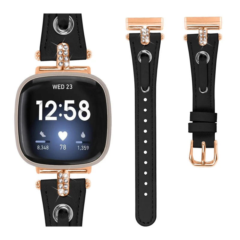 Fitbit Versa 4 / Sense 2 Watch Wrist Band Genuine Cow Leather Strap