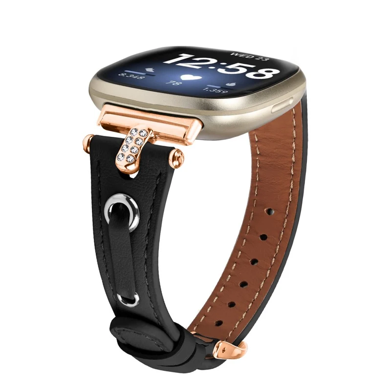 Fitbit Versa 4 / Sense 2 Watch Wrist Band Genuine Cow Leather Strap