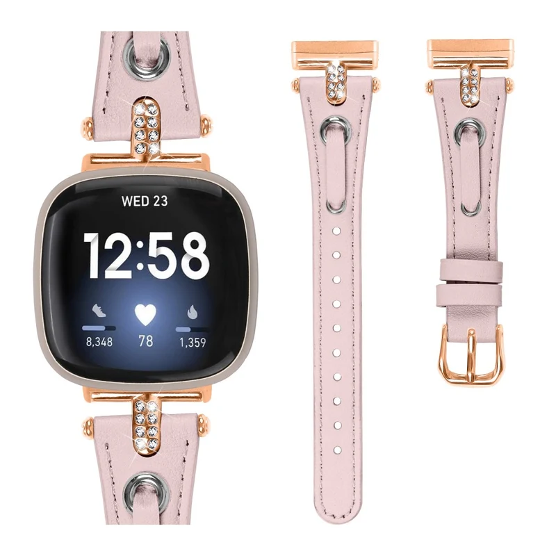 Fitbit Versa 4 / Sense 2 Watch Wrist Band Genuine Cow Leather Strap