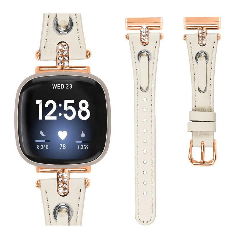 Fitbit Versa 4 / Sense 2 Watch Wrist Band Genuine Cow Leather Strap