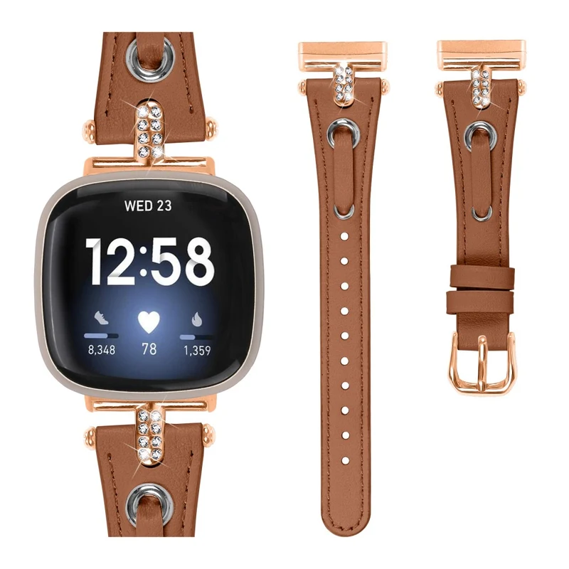 Fitbit Versa 4 / Sense 2 Watch Wrist Band Genuine Cow Leather Strap