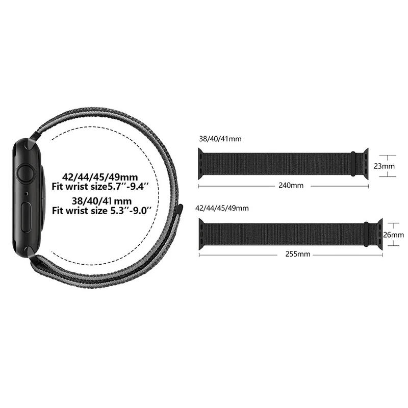 KALEBOL Apple Watch Series 49mm - 45mm - 44mm - 42mm Universal Nylon Watch Band - Dark Green+Orange