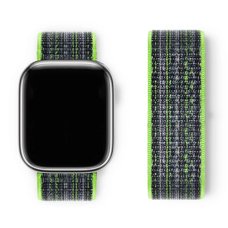 KALEBOL Apple Watch Series 49mm - 45mm - 44mm - 42mm Universal Nylon Watch Band - Dark Green+Orange